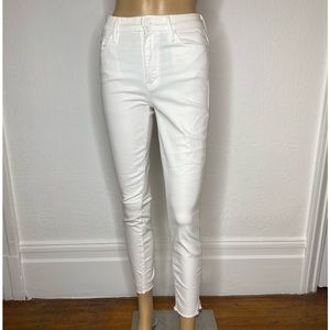 Mother High Waisted Looker Ankle Fray Jeans Stretch Women’s Size 27 White VGUC